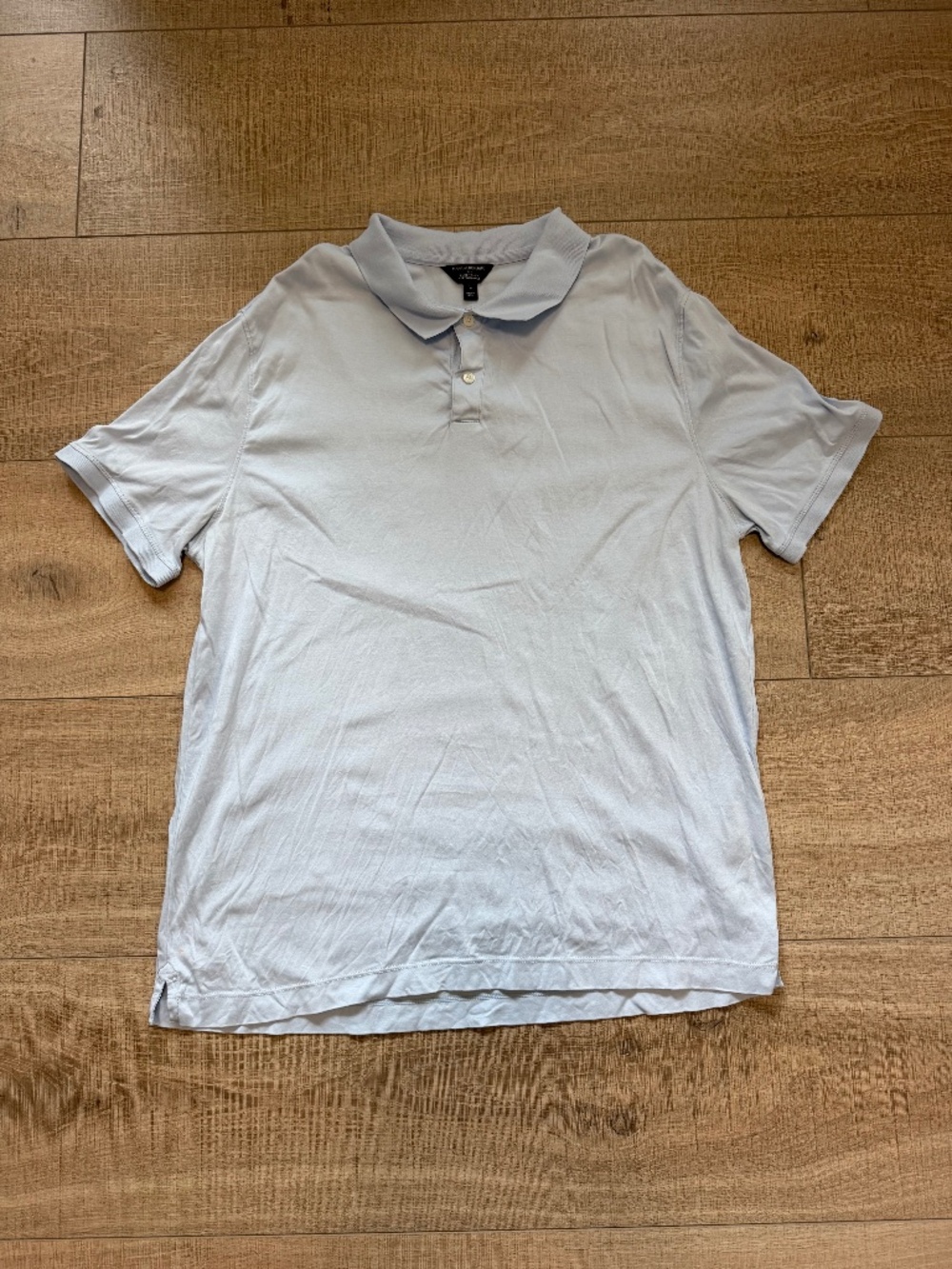 Banana Republic Luxe Touch Performance Light Baby Blue Polo Short Sleeve Men's L
